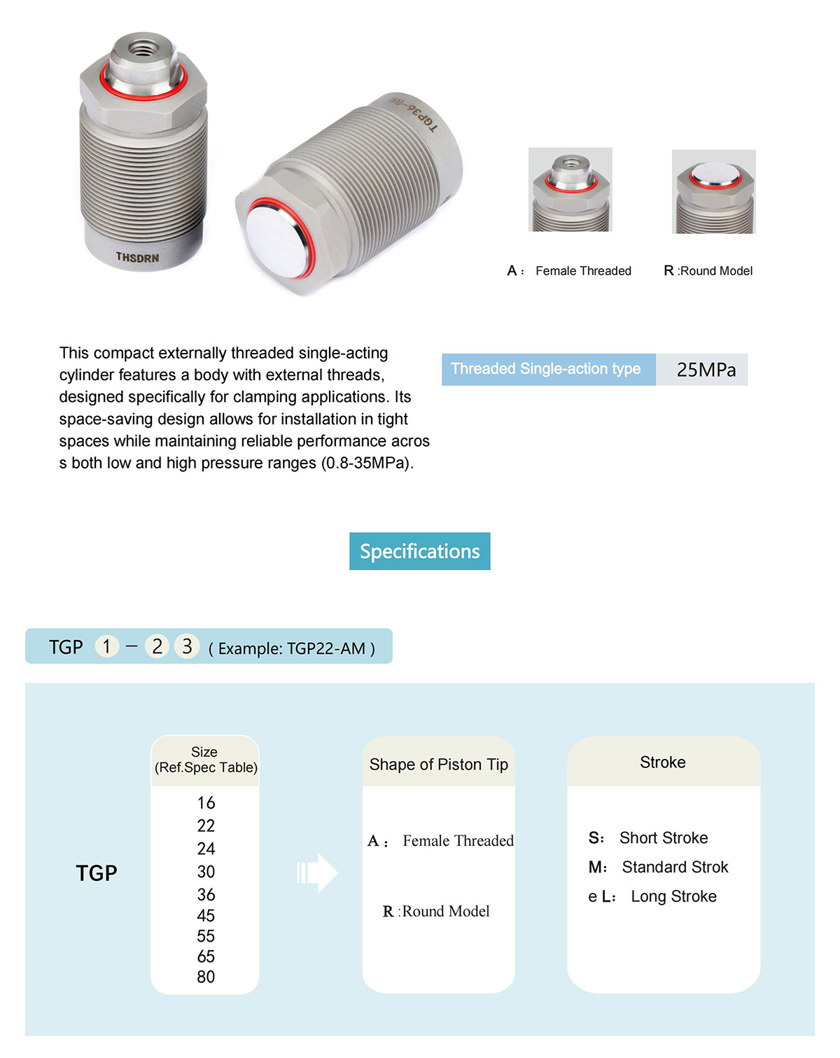 TGP -Hydraulic Single-Acting Cylinder